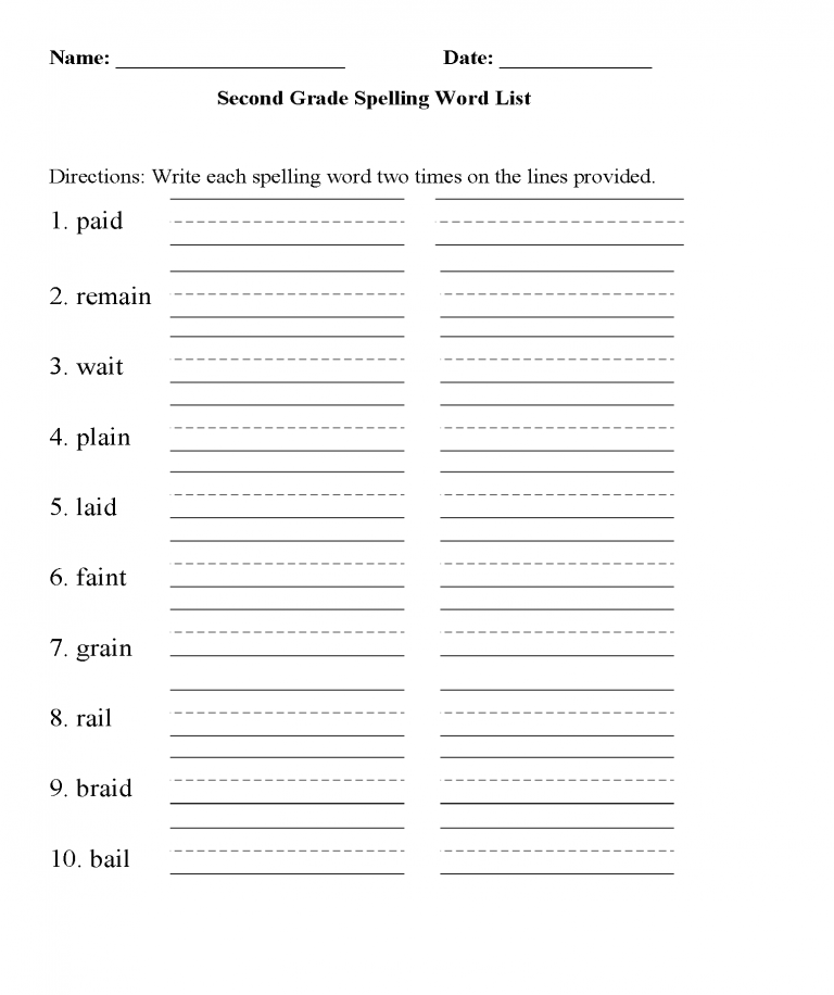 2nd Grade Spelling Worksheets - Best Coloring Pages For Kids