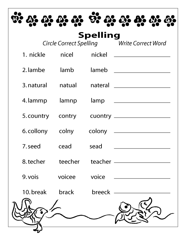 Free Printable Spelling Worksheets For 2nd Grade