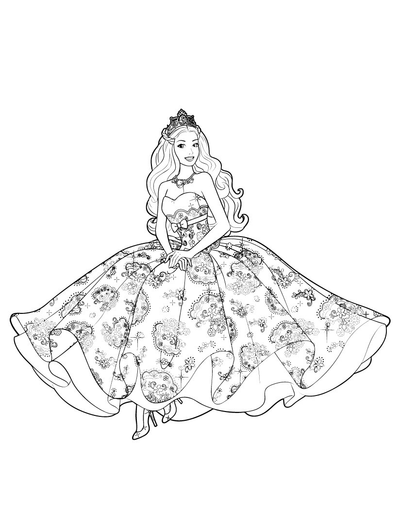 princess barbie coloring page