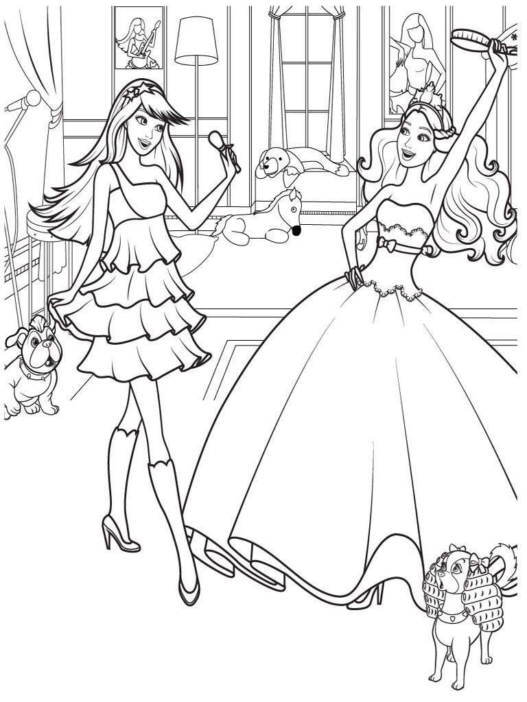 princess barbie princess cute coloring pages for girls