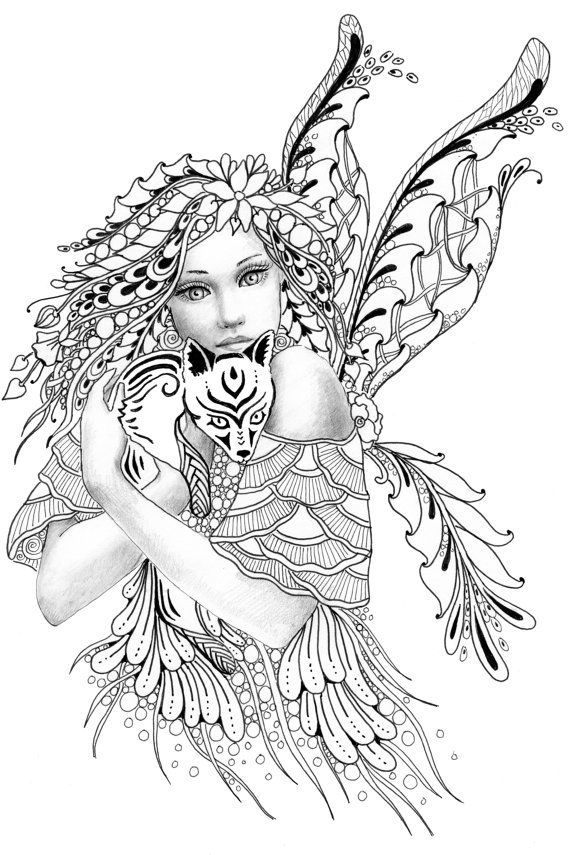 free printable hard fairy coloring pages