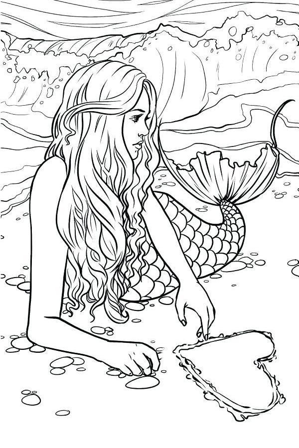 mermaid coloring pages easy
