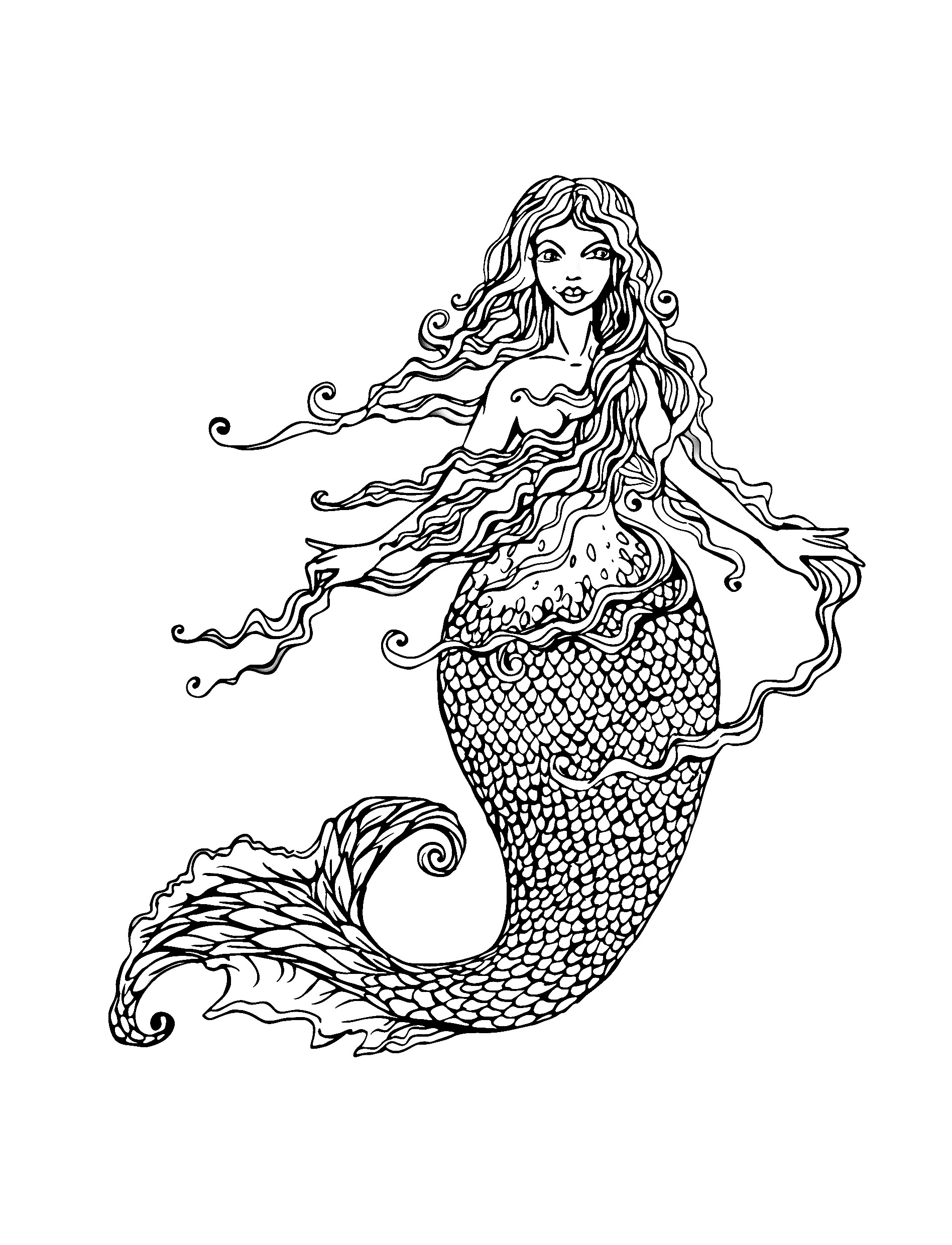 Download Mermaid Coloring Pages for Adults - Best Coloring Pages ...