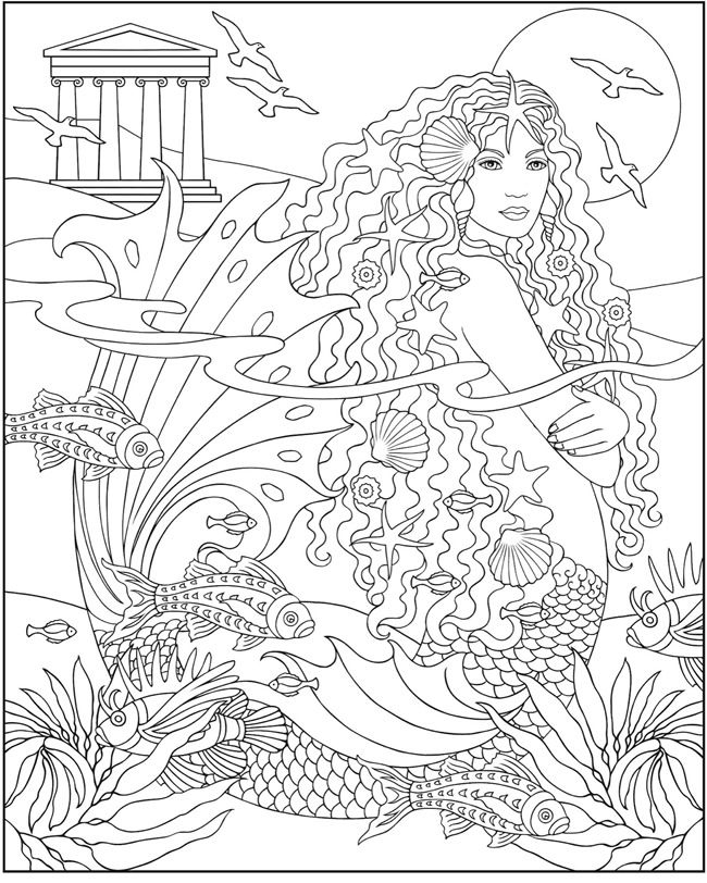 Hard Mermaid Coloring Pages For Adults Coloring Pages
