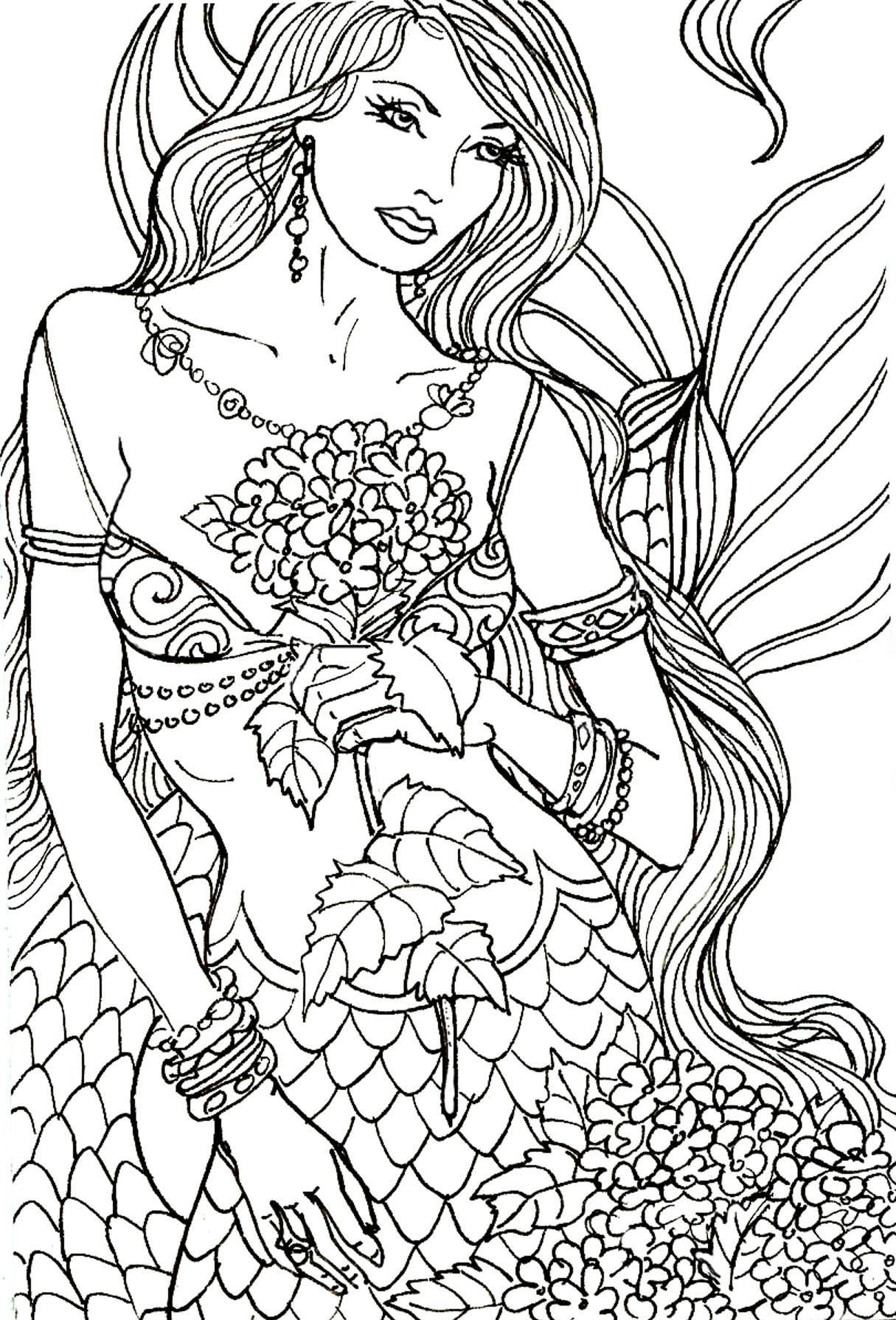 Download Mermaid Coloring Pages For Adults Best Coloring Pages For Kids