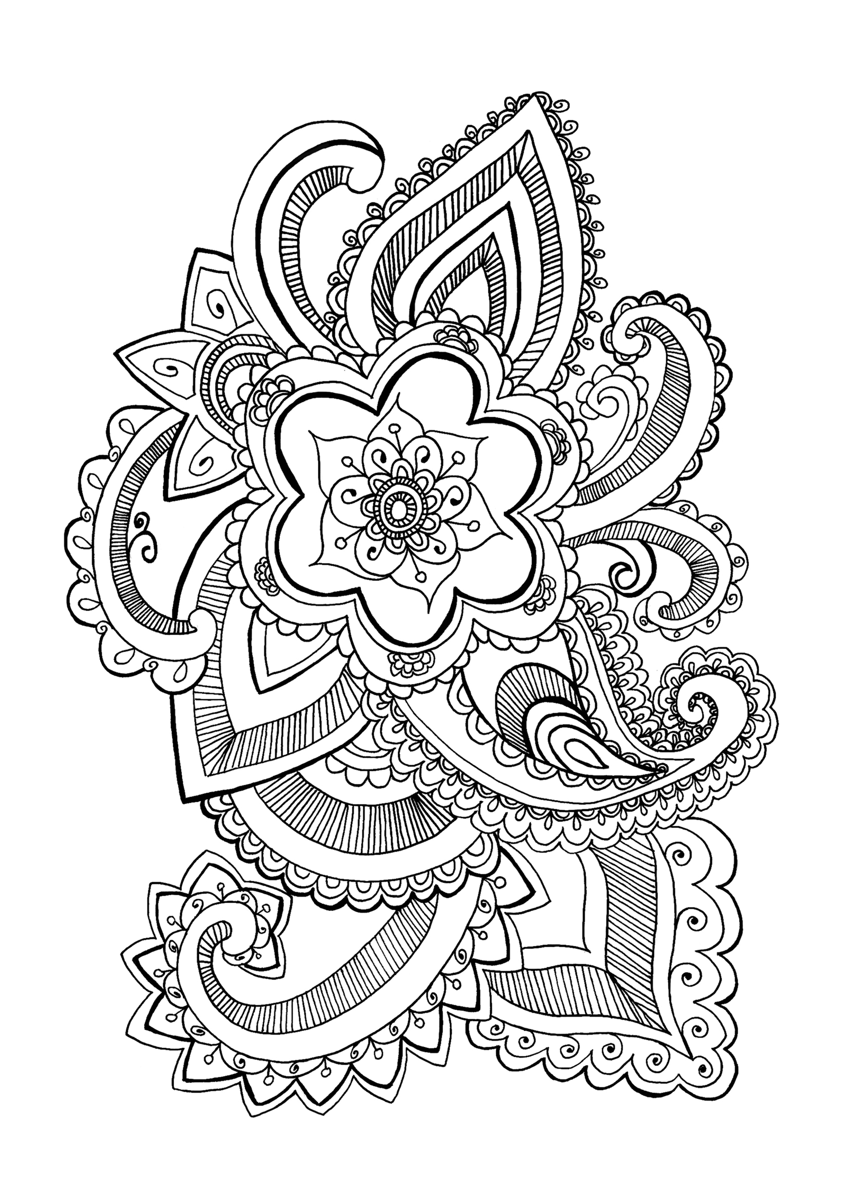 Flower Mandala Printable Coloring Page -   Mandala coloring books,  Abstract coloring pages, Mandala coloring pages