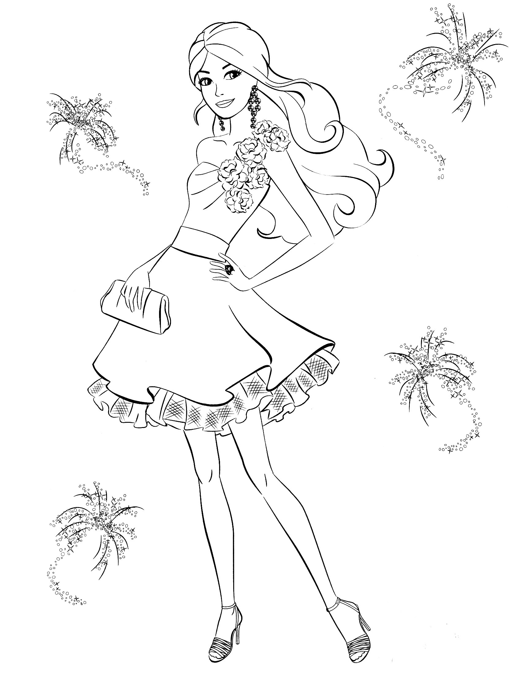 coloring pages for kids to barbie