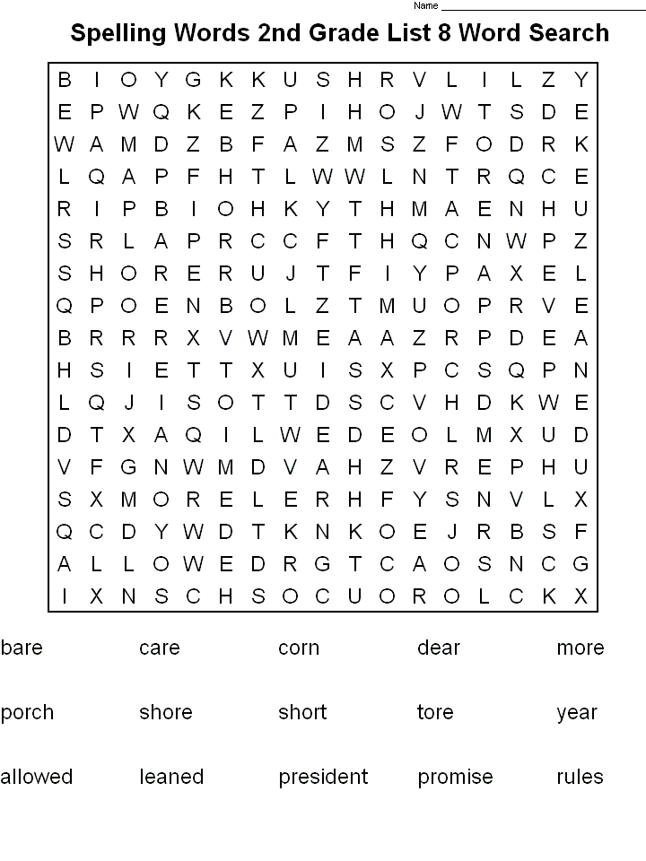 2nd Grade Word Search Best Coloring Pages For Kids