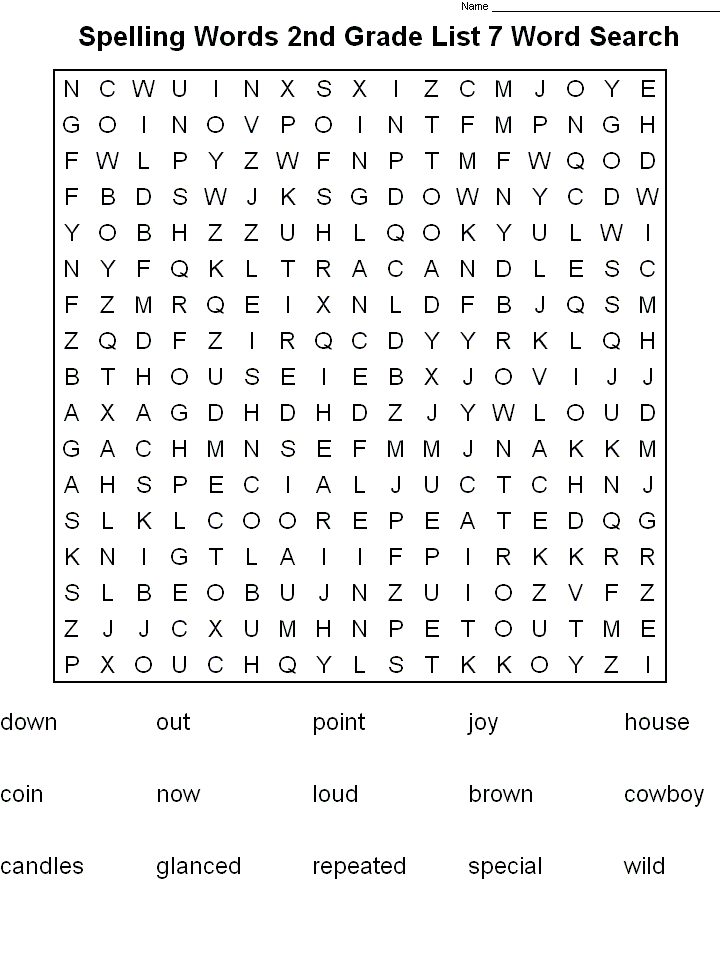 2nd Grade Word Search Spelling (Unit 10)