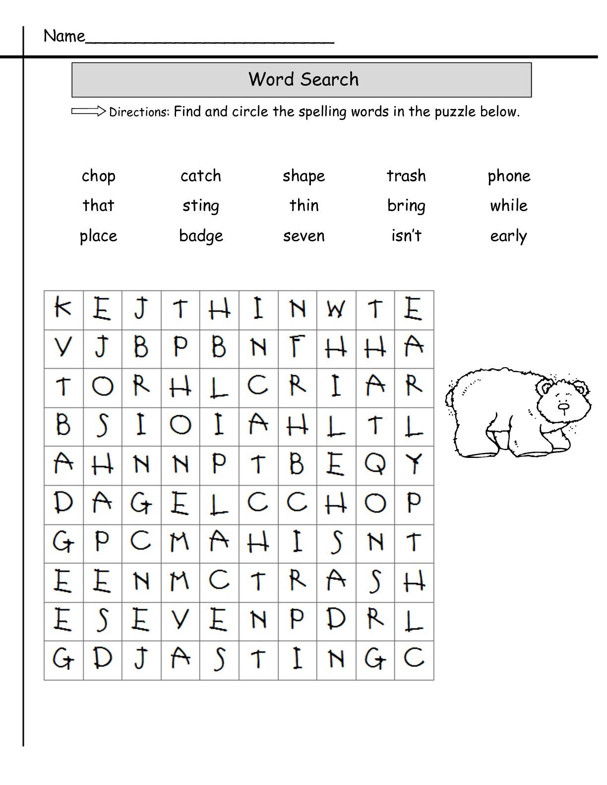 Free Printable Word Searches For 2nd Graders