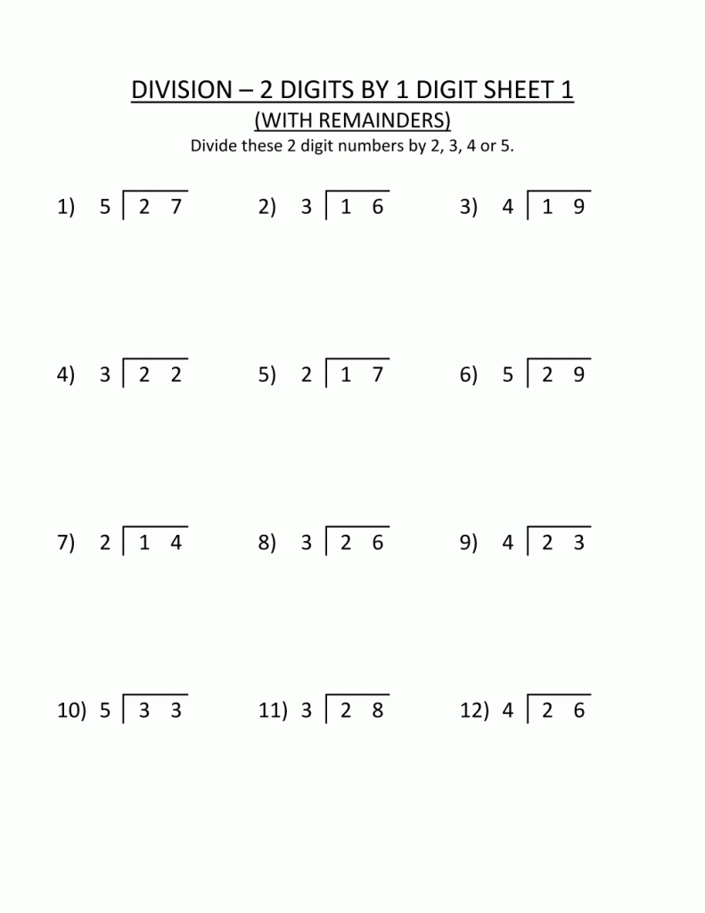 Free Printable Math Worksheets For 3rd Grade Division