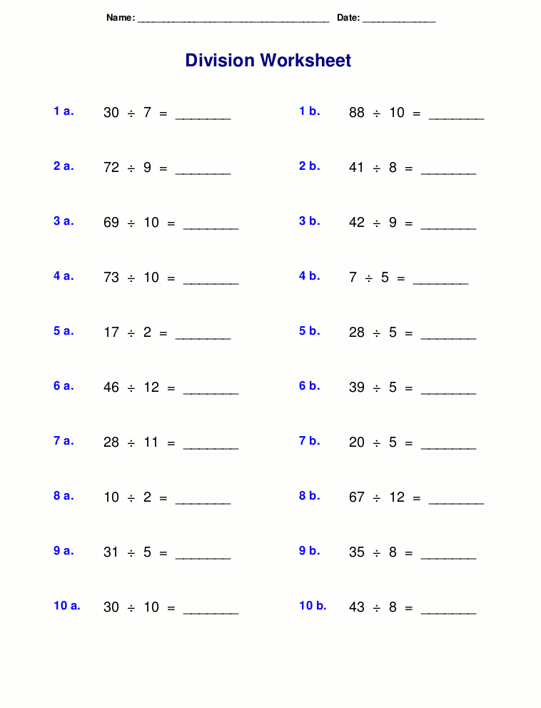 3rd Grade Division Worksheets Best Coloring Pages For Kids