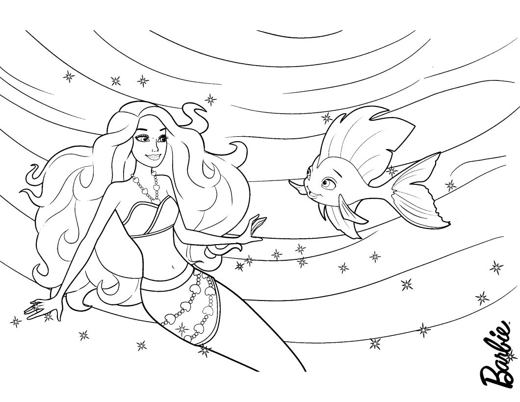 barbie mermaid princess coloring pages