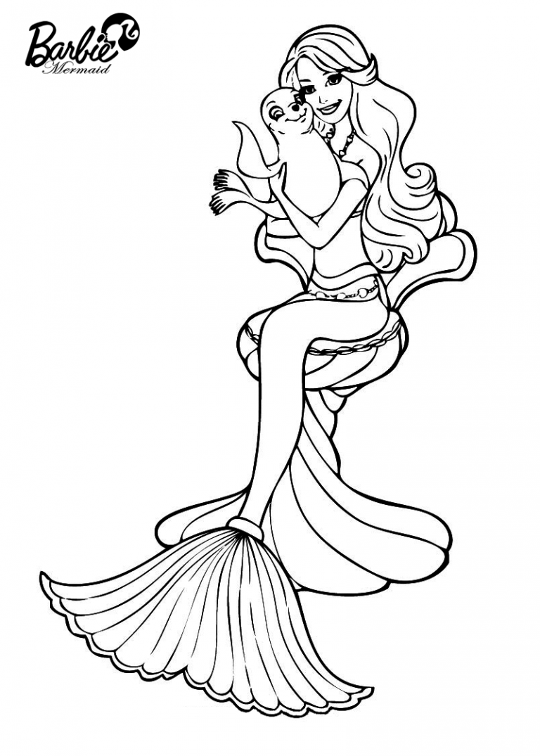 mermaid coloring pages barbie