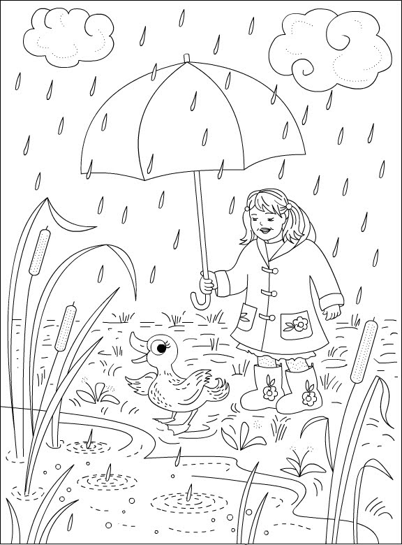 printable raining kindergarten coloring pages