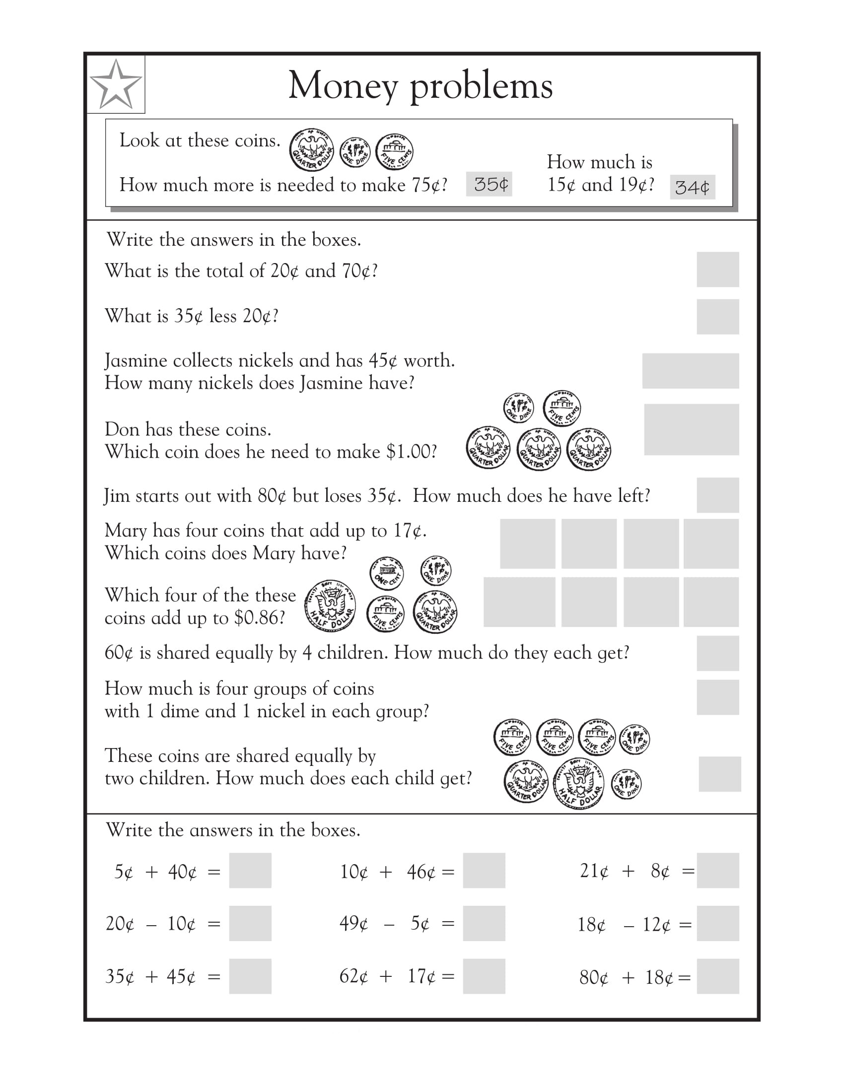 math problems worksheet kindergarten