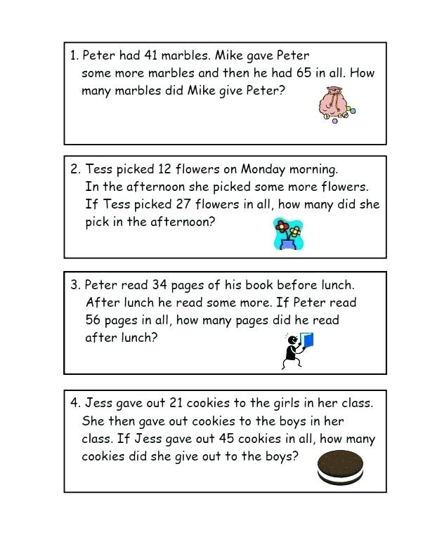 2nd Grade Math Story Problems Worksheets