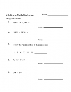 4th Grade Math Worksheets - Best Coloring Pages For Kids