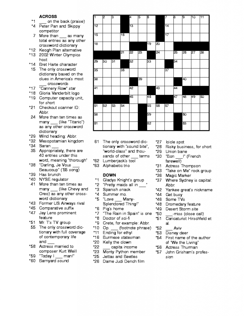 Crossword Puzzles For Adults Best Coloring Pages For Kids