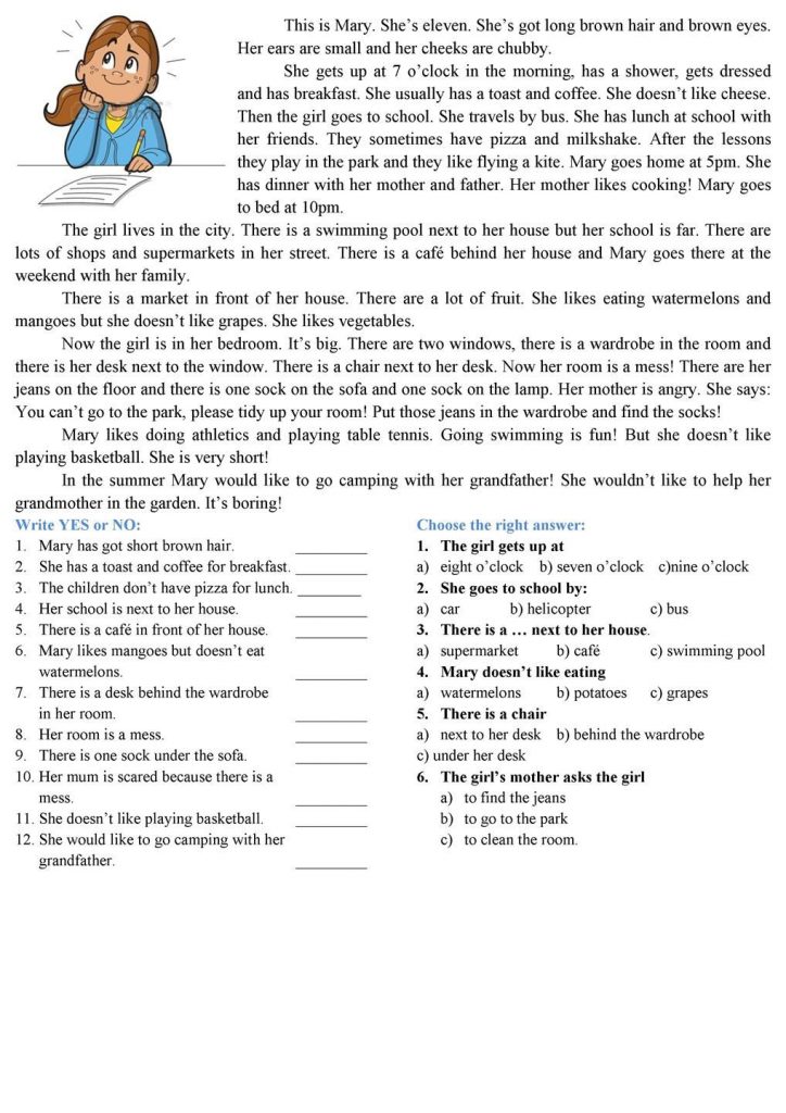 Reading Comprehension Printable Worksheets