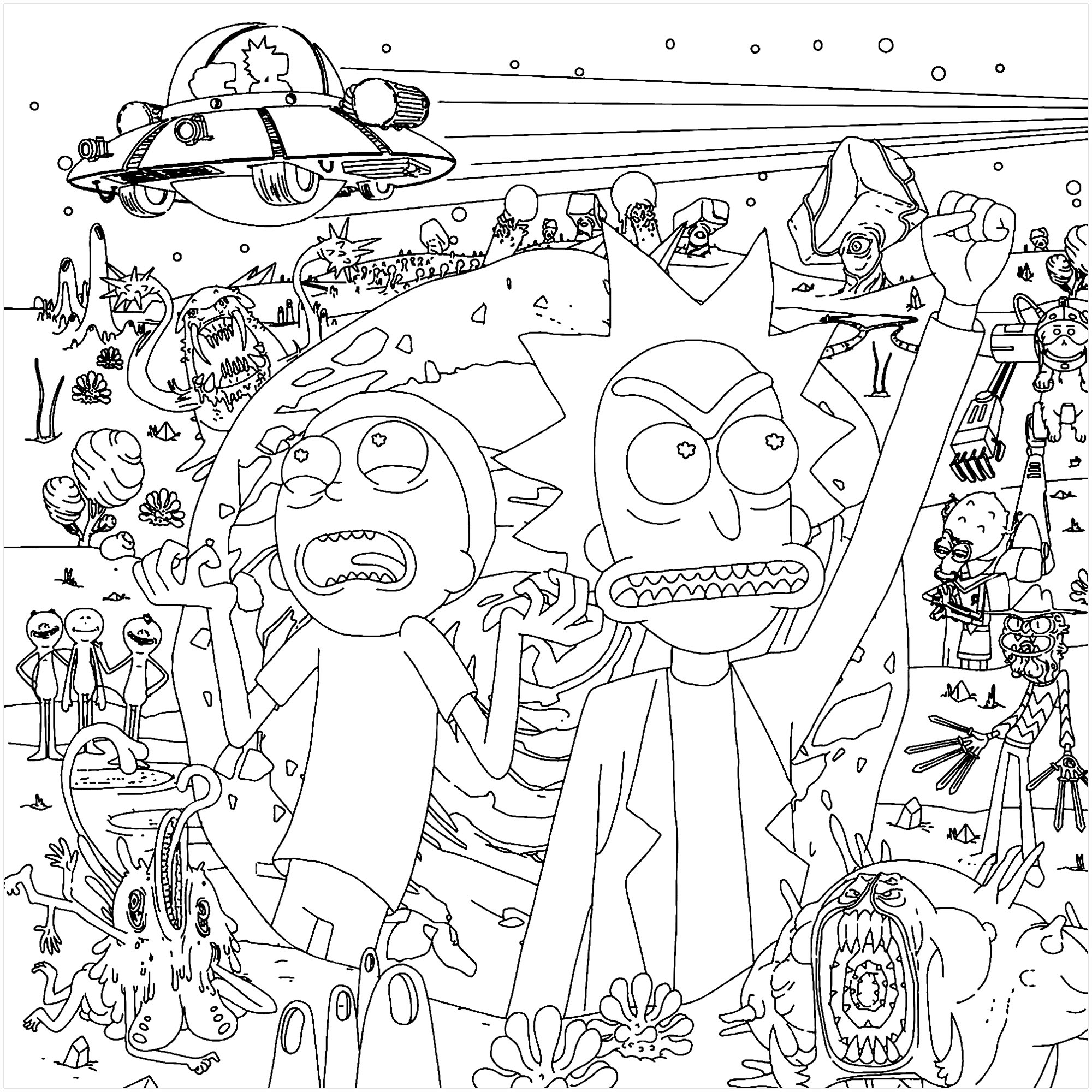 Simple Rick And Morty Coloring Pages for Kindergarten