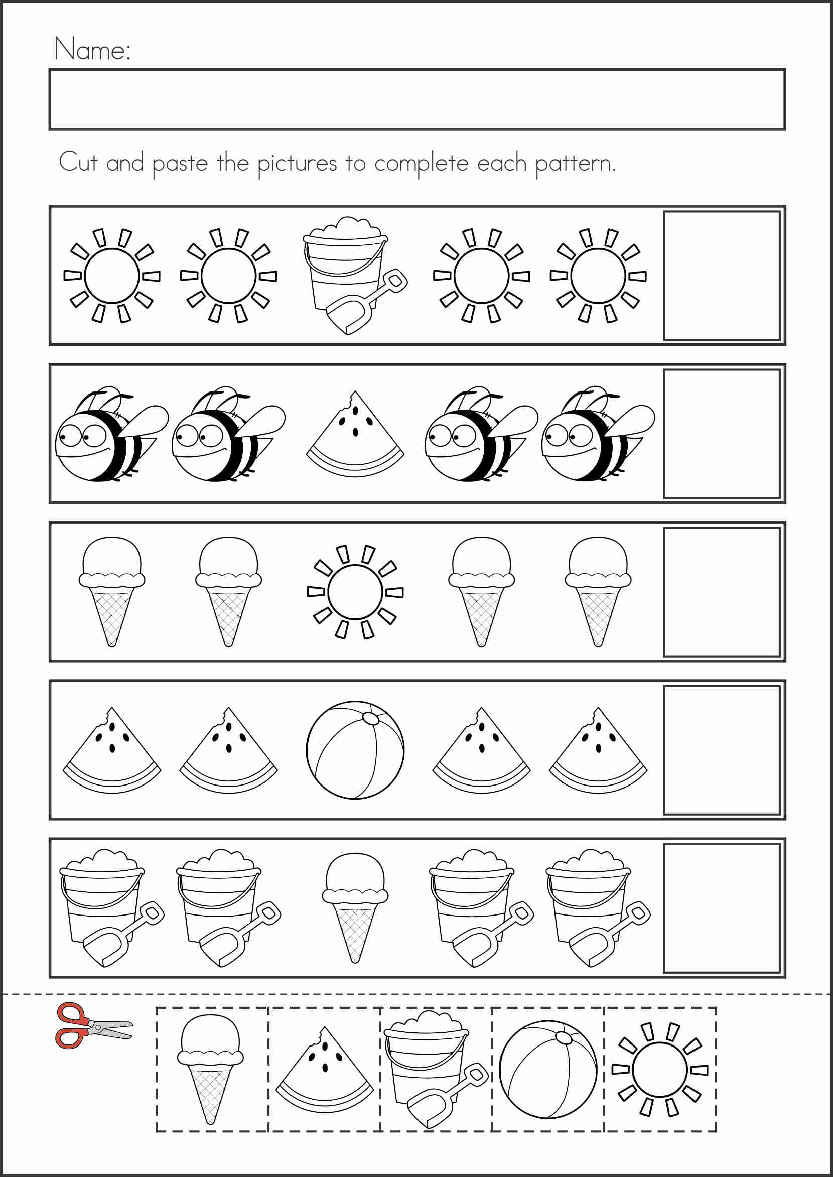 Free Printable Cut And Paste Pattern Worksheets Printable Templates
