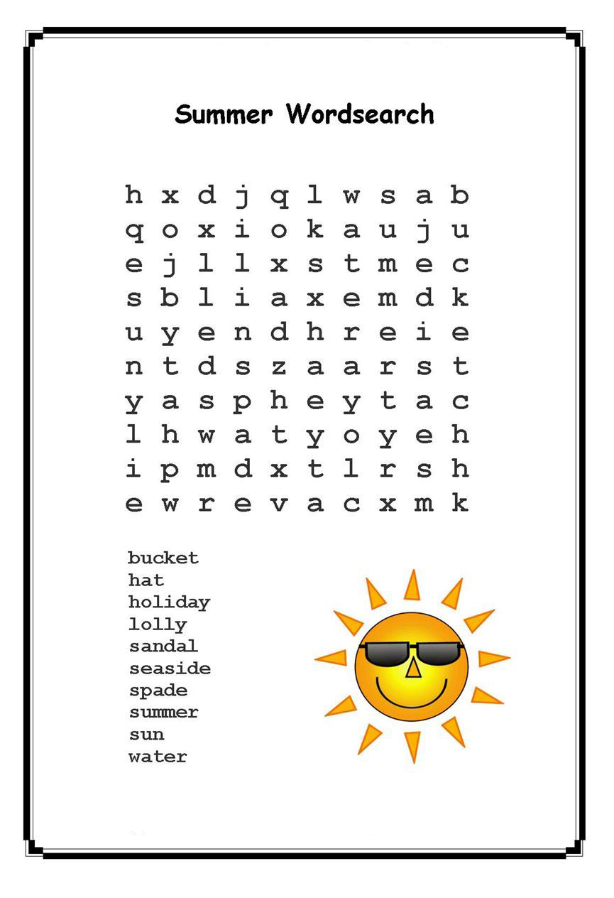 Summer Word Search Puzzles - Best Coloring Pages For Kids