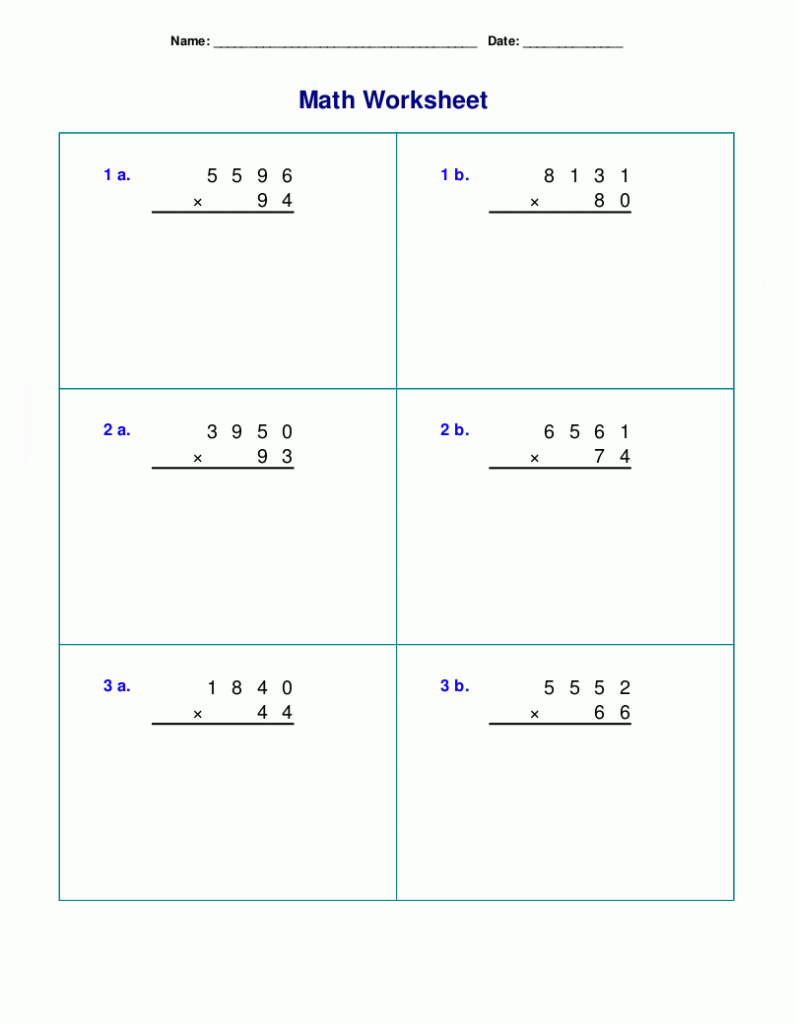 4th Grade Multiplication Worksheets Best Coloring Pages For Kids