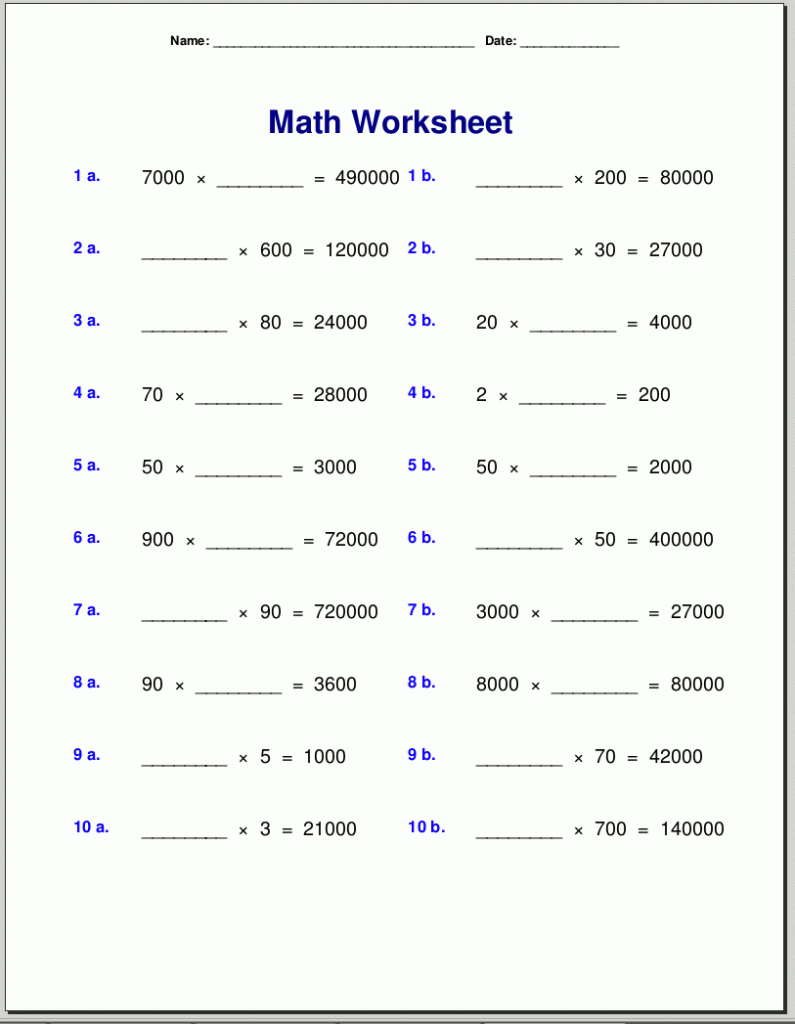4th Grade Multiplication Worksheets Best Coloring Pages For Kids