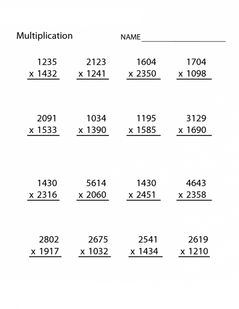 4th Grade Multiplication Worksheets Best Coloring Pages For Kids