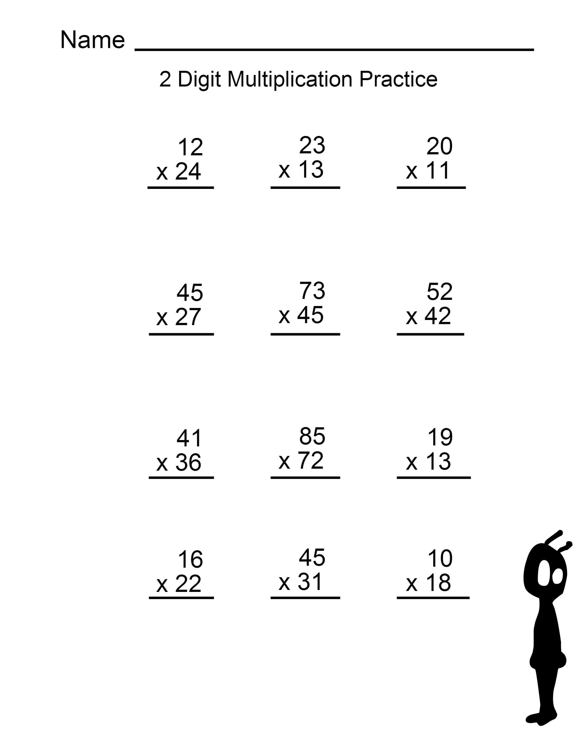 4th Grade Math Mutipication Worksheet