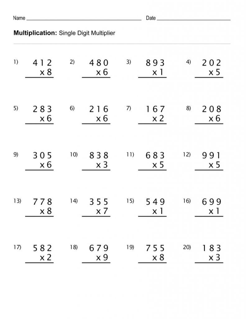 4th Grade Multiplication Worksheets Best Coloring Pages For Kids