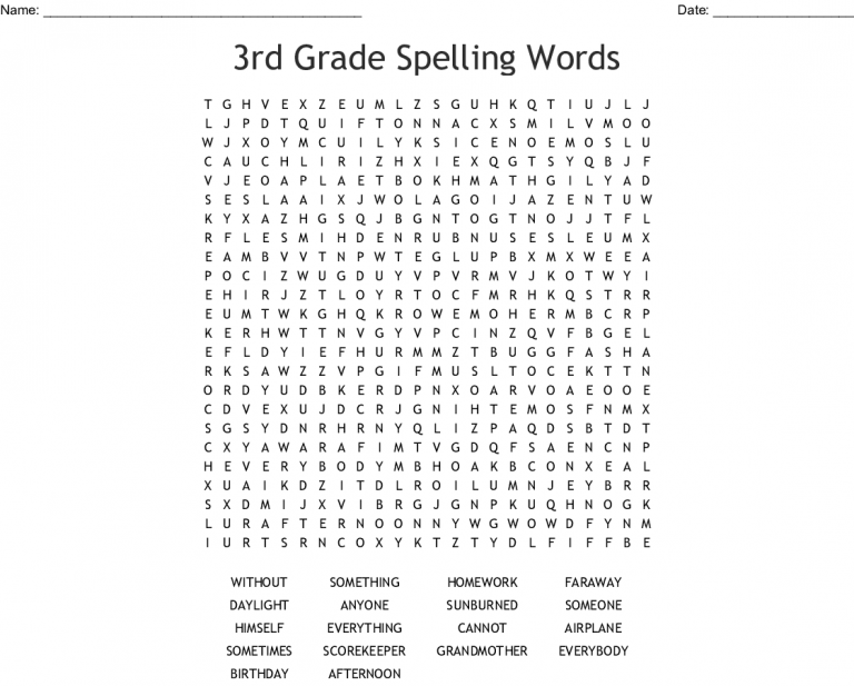 Third Grade Word Search Best Coloring Pages For Kids