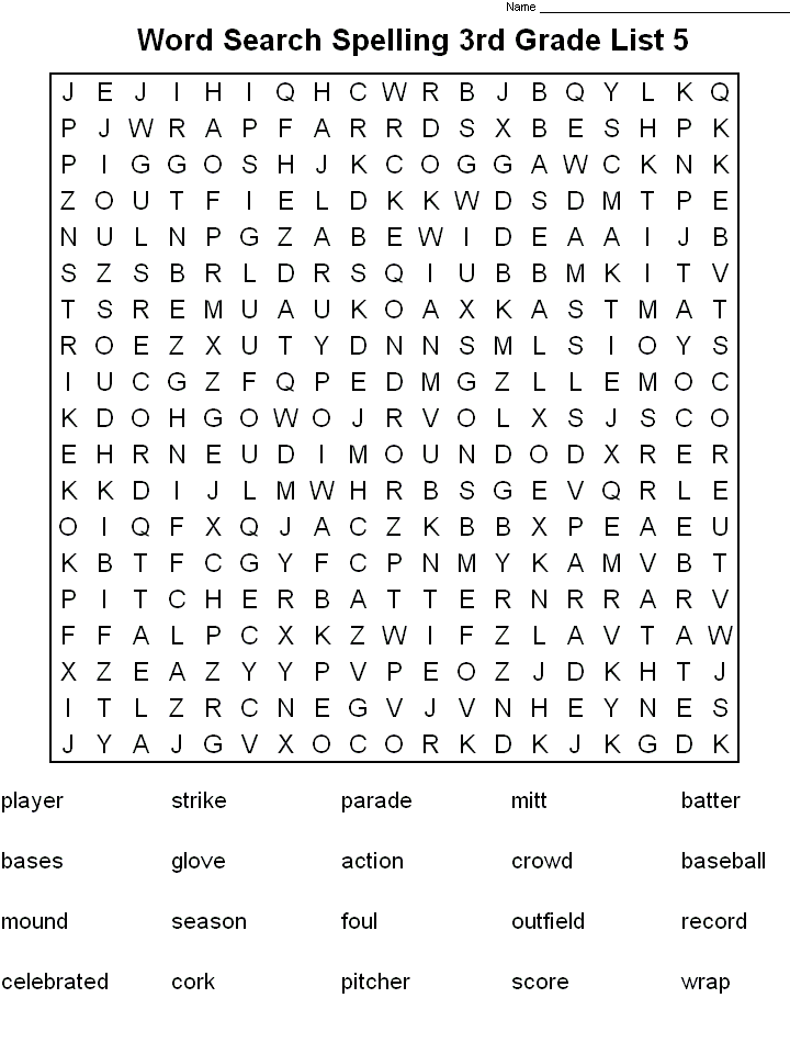 Third Grade Word Search Best Coloring Pages For Kids