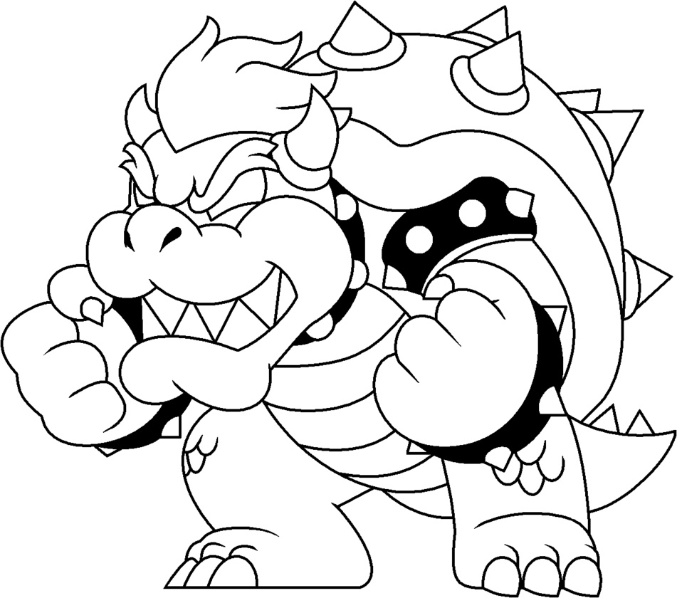 Excited Bowser Coloring Page