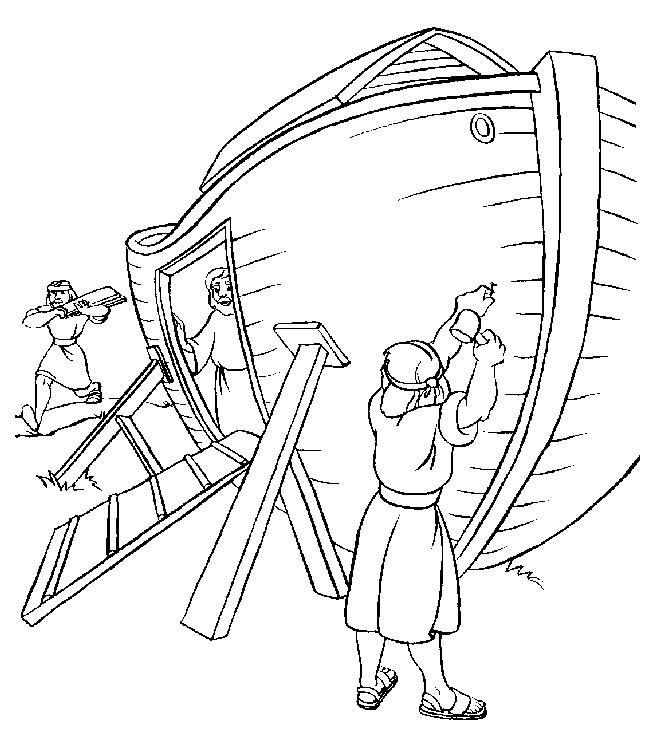 Building Noahs Ark Coloring Page