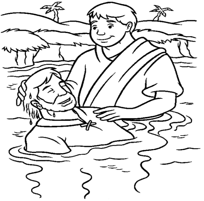 Jesus Getting Baptized By John Coloring Pages