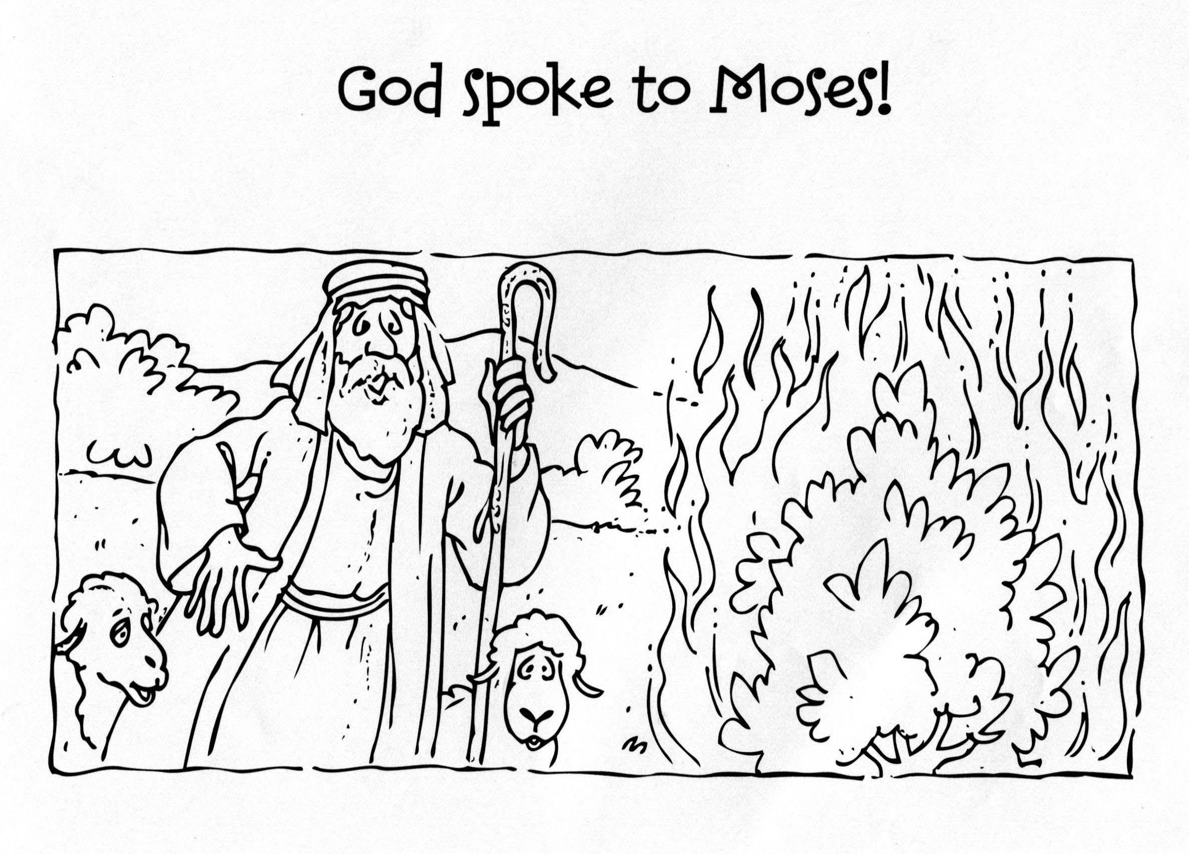 God Spoke To Moses Burning Bush Coloring Page