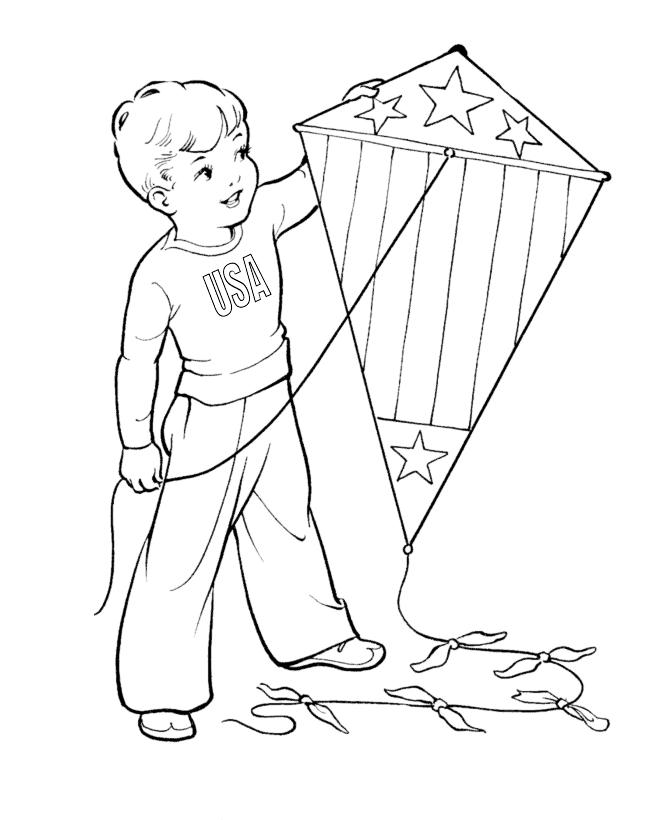 Independence Day Kite Coloring Page