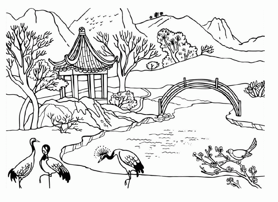 Zen Landscape Coloring Pages