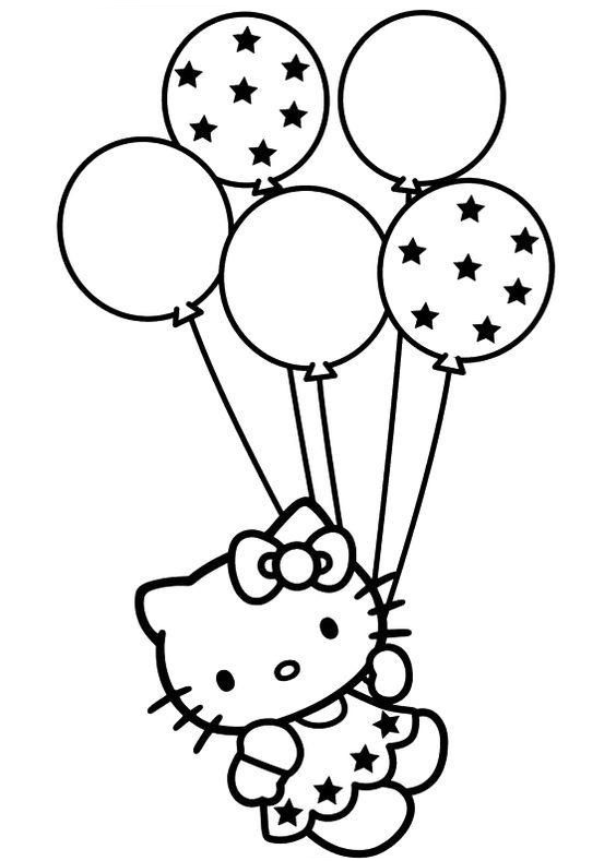Hello Kitty Happy Birthday Coloring Images