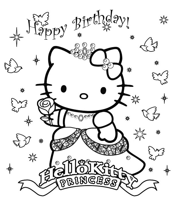 Hello Kitty Birthday Coloring Pages Free To Print - boringpop.com