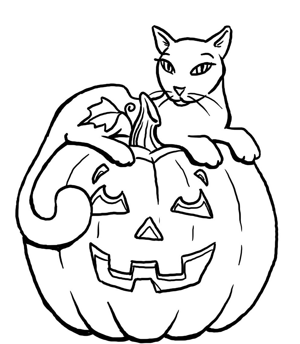 Printable Halloween Cat Coloring Pages