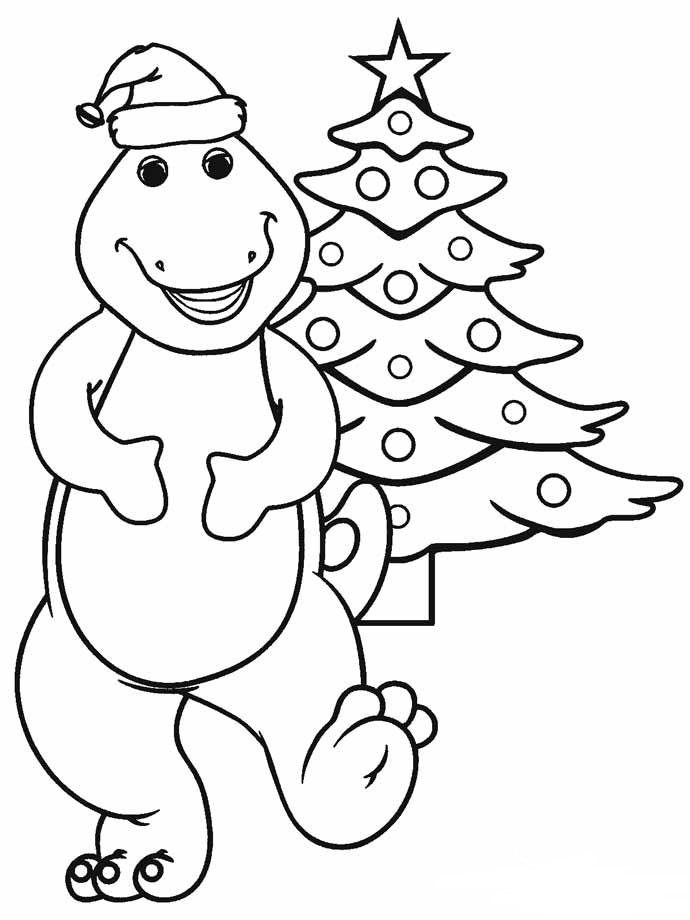 Barney Dinosaur Christmas Coloring Page