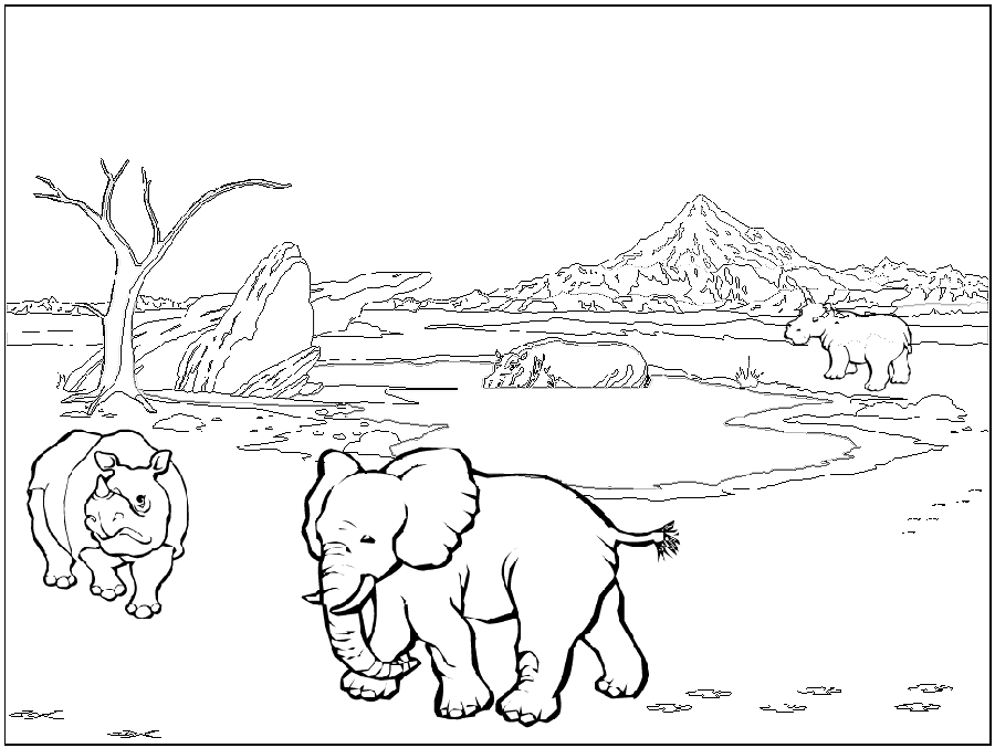 Africa animals large coloring sheets - Pearl Paint