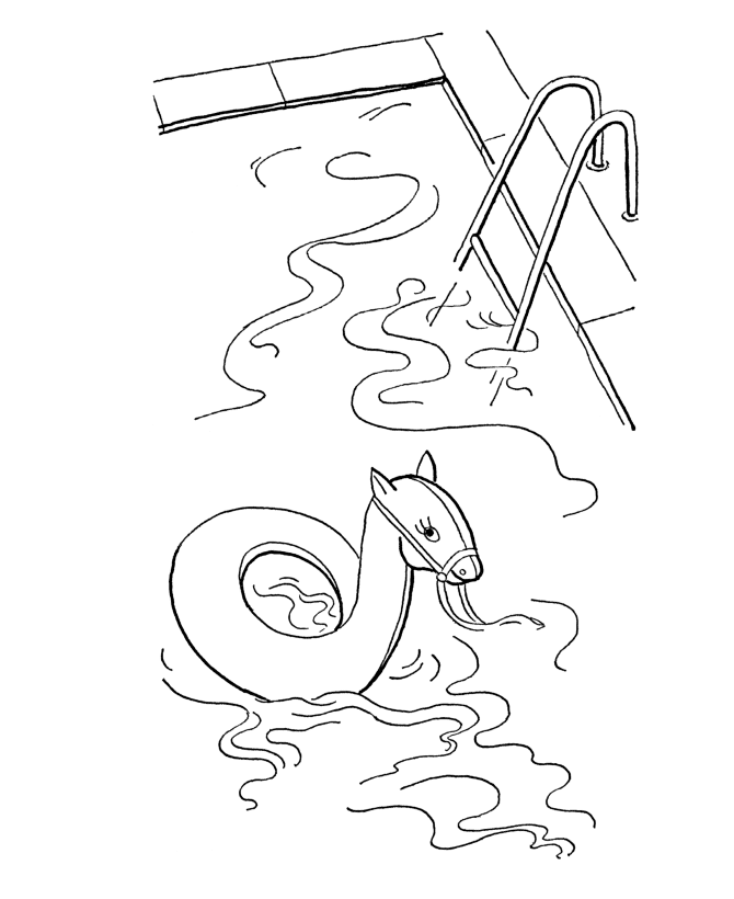 Floatie In The Swimming Pool Coloring Page