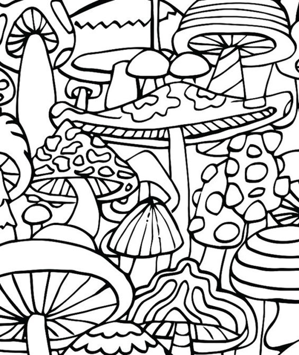 Cute Mushrooms Coloring Book: Cute Simple Coloring Pages