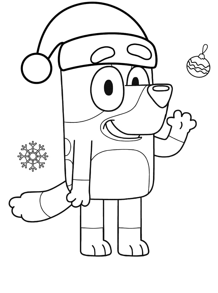 Christmas Bluey Coloring Page