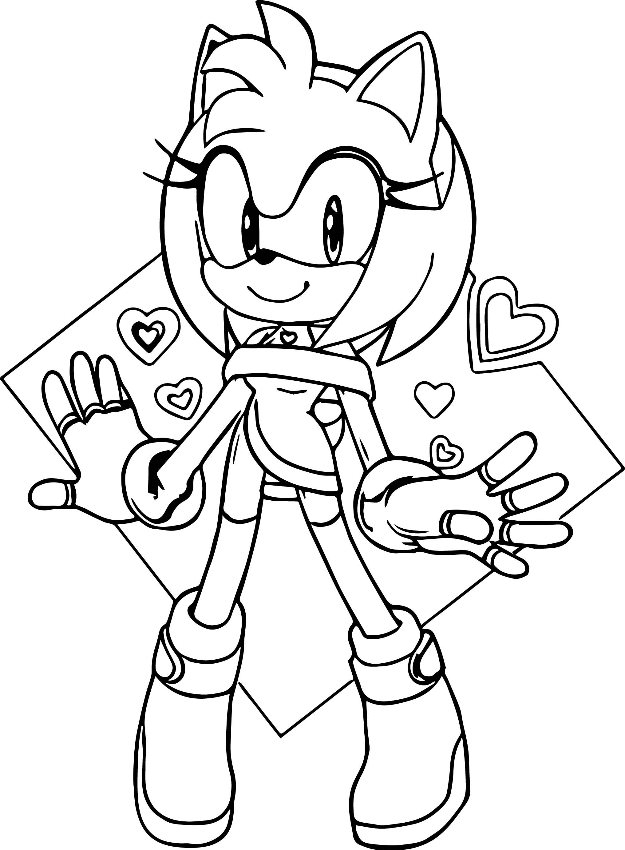 Amy Rose with a Piko Piko Hammer coloring pages, Sonic the Hedgehog  coloring pages 