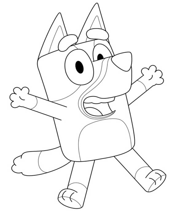 Happy Bluey Coloring Page